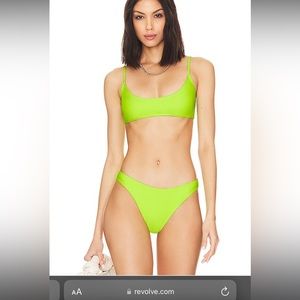 NEW W TAGS Good American Deep Scoop Swim Top & Bottom in Electric Lime002